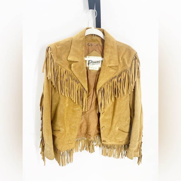 Bermans Vintage Suede Fringe Coat 70s Sz 14 - Picture 2 of 4